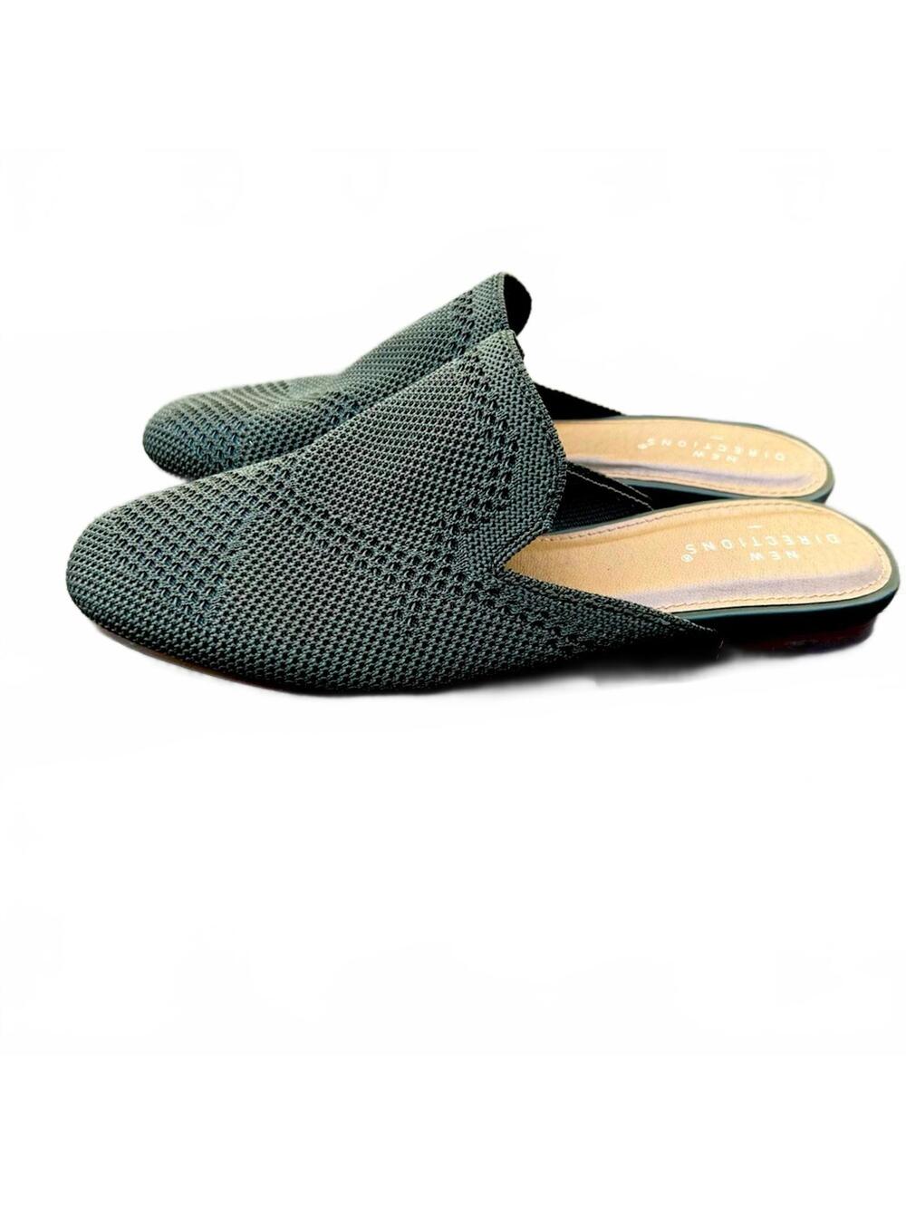 New Directions “Alicia” $59 Olive Knit Upper Low Heeled Mule Slides | Size 7.5
